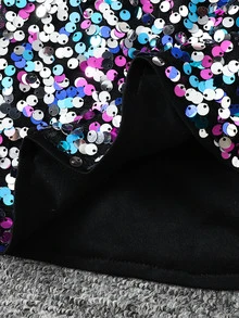 SHEIN 女童彈性腰圍全亮片裝飾時尚裙 - 彩色 - 查看 6