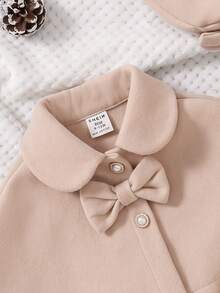 SHEIN Baby Girl Solid Color Bow Decor Shawl & Sleeveless Dress With Hat Cute Outfit - Pink - View 5