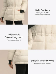 GLOWMODE Snow Day Convertible Puffer Jacket With Detachable Hood & Sleeves, Hood-To-Bag Design & Thumbhole Cuffs Fall Winter Outdoor Wear - Pearl White - View 5