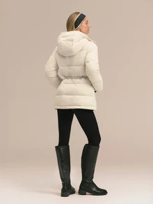 GLOWMODE Snow Day Convertible Puffer Jacket With Detachable Hood & Sleeves, Hood-To-Bag Design & Thumbhole Cuffs Fall Winter Outdoor Wear - Pearl White - View 9