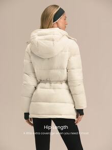 GLOWMODE Snow Day Convertible Puffer Jacket With Detachable Hood & Sleeves, Hood-To-Bag Design & Thumbhole Cuffs Fall Winter Outdoor Wear - Pearl White - View 4