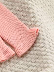 SHEIN Baby Girls Sweaters, Fashionable Round Neck Sweater, Fall Thick Chunky Knit, Christmas Strawberry Pattern Jacquard Pullover, Light Pink Fairy - Pink - View 5