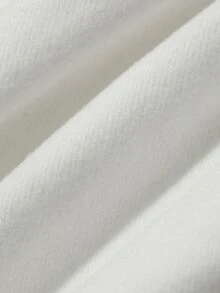 Dazy Plus تي شيرت نسائي مقاس كبير بأسلوب كوري، كتف غير متماثل، مزين بالراينستون، تصميم رقعات، حافة خام، قصة ضيقة، أكمام طويلة - أبيض - مشاهدة 5