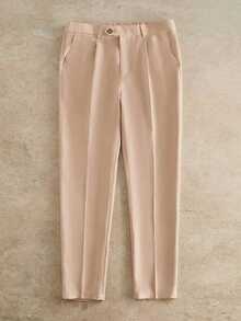 Manfinity RebelGame Men's Button Half-Placket Double Pocket Pleated Slim Fit Casual Versatile Suit Pants Halloween Christmas Winter Party Autumn  - Apricot - View 6
