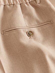 Manfinity RebelGame Men's Button Half-Placket Double Pocket Pleated Slim Fit Casual Versatile Suit Pants Halloween Christmas Winter Party Autumn  - Apricot - View 4
