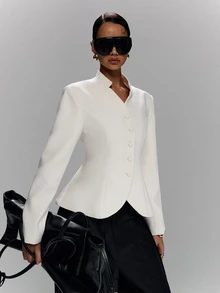 LYSMO 2026 New Arrive Minimalism Spring/Summer Women's Solid Color Long Sleeve Single-Breasted Elegant Blazer - Beige - View 6