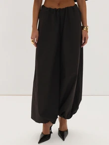 Black Ruched Baggy Balloon Trousers Everyday Casual Chic Date Night New Season Elegant Party Romantic Museyn Feminina - Black - View 1