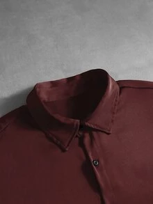 Manfinity Mode Men's Casual Daily Wear, Essential For Outings, Ins Style, Glamorous Party, Street Mature, Loose Fit Shirt - Burgundy - View 6