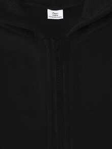SHEIN Teen Girls Fall Outfits Tops 3pcs/Set Round Neck Casual Baggy Streetwear Hooded Zip-Up Sweatshirt Horse Pri... Party Holiday Formal Black White - Black - View 7