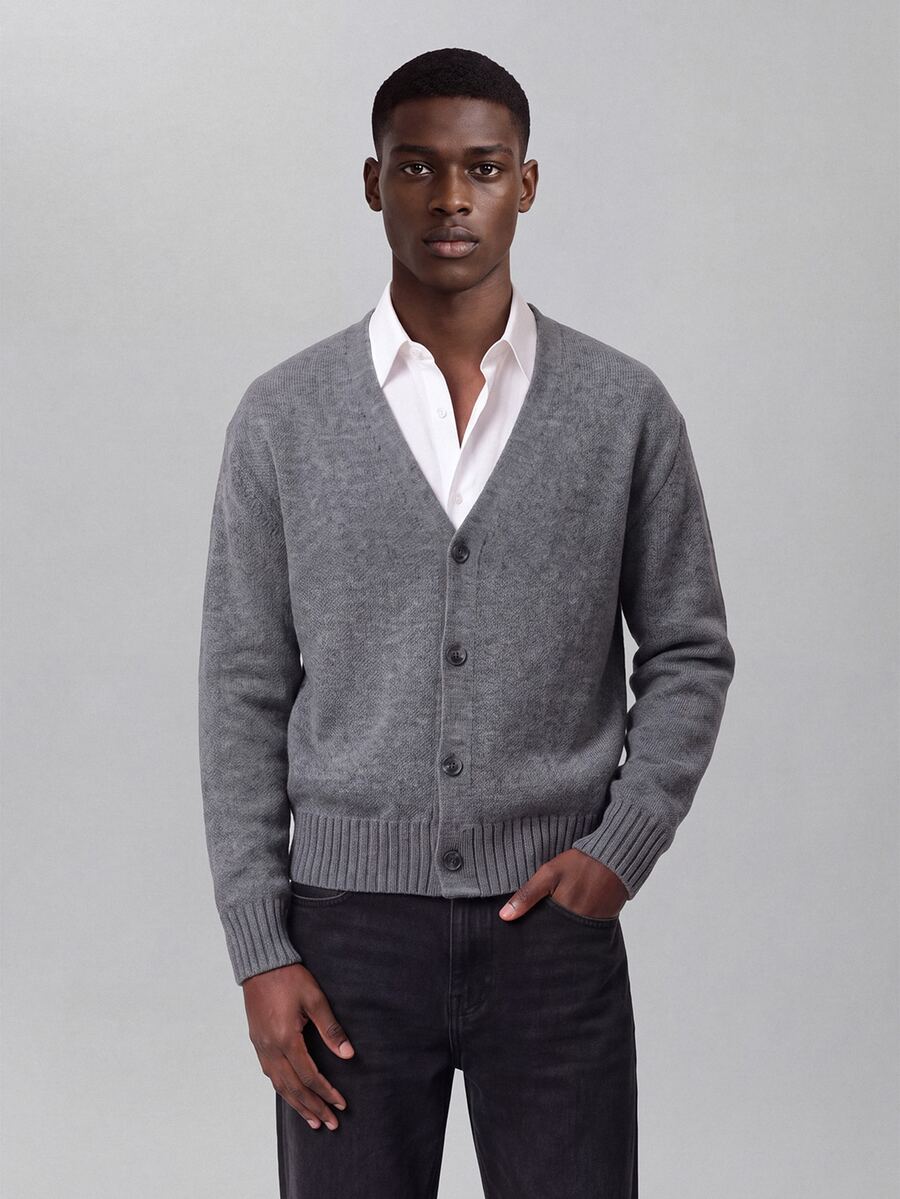 Colvenic Men's Solid Color Long Sleeve Single-Breasted Casual Knit Cardigan