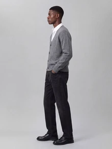 Colvenic Men's Solid Color Long Sleeve Single-Breasted Casual Knit Cardigan - Grey - View 4