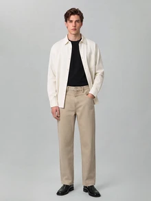 Colvenic Celana Jeans Denim Khaki Kasual Gaya Jalanan Pria - Khaki - View 6