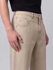 Colvenic Celana Jeans Denim Khaki Kasual Gaya Jalanan Pria - Khaki - View 4