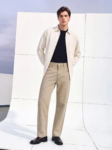 Colvenic Celana Jeans Denim Khaki Kasual Gaya Jalanan Pria - Khaki - View 8