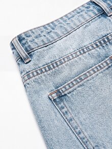 Colvenic Men's American Street Casual Lifestyle Snowflake Washed Denim Straight Leg Jeans - Light Wash - View 6