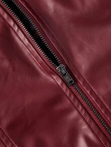 SHEIN MOD Women's PU Leather Front Lace-Up Bandeau Top And Skirt Fashion Sexy 2 Pieces Set Autumn Beach Rave Party Concert Outfit Halloween Costume Burgundy - Burgundy - View 11