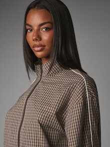 MISSGUIDED Checked Plaid Long Sleeve Lightweight Jacket With Lace Trim Hem Relaxed Fit Summer Holiday Casual - Multicolor - View 6