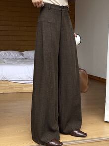 DAZY Women's Solid Color Casual Versatile Everyday Long Pants Fall - Brown - View 5