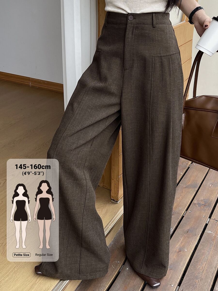 DAZY Women's Solid Color Casual Versatile Everyday Long Pants Fall - Brown - View 1