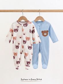 Cozy Pixies Newborn Baby Boy Baby Girl Cartoon Dinosaur Pattern Knitted Soft Round Neck Long Sleeve Bodysuit & Pants 2pcs Pieces Set - Multicolor - View 8