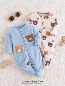 Cozy Pixies Newborn Baby Boy Baby Girl Cartoon Dinosaur Pattern Knitted Soft Round Neck Long Sleeve Bodysuit & Pants 2pcs Pieces Set - Multicolor - View 10