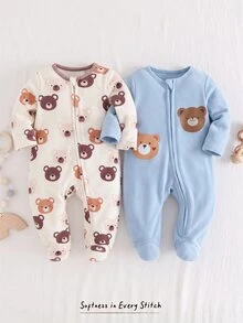 Cozy Pixies Newborn Baby Boy Baby Girl Cartoon Dinosaur Pattern Knitted Soft Round Neck Long Sleeve Bodysuit & Pants 2pcs Pieces Set - Multicolor - View 7