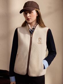 SHEIN Women's Letter Embroidery Zipper Front Casual Vest Jacket - Apricot - View 6