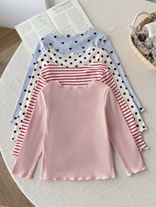SHEIN Young Girl Young Girl 4PCS Young Girls T-Shirts Kids - Multicolor - View 4