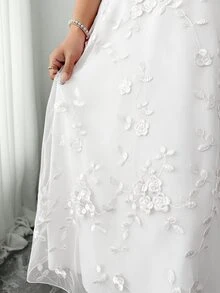 Elenzga Women's Romantic Elegant Sleeveless Square Neck Floral Embroidery Dress - White - View 3