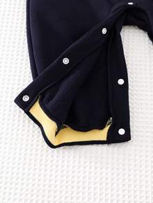 SHEIN Infant (Boy) Yellow Shawl Blue Bodysuit, Casual Style Suitable For Holiday, Outing, Christmas, Halloween - Royal Blue - View 5