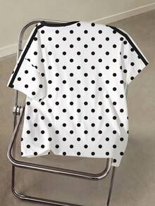 Betty Boop x SHEIN Women's Cartoon Print Polka Dot Round Neck Short Sleeve T-Shirt - White - View 2