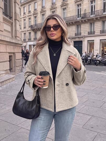 Easura Manteau long vintage déchiré élégant et ample style urbain grande taille, vestes automne/hiver pour femmes, décontractées, formelles, bureau, sorties, gris
