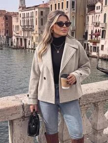 Easura Plus Size Urban Baggy Elegant Ripped Vintage Overcoat, Autumn/Winter Fall Jackets For Women Casual Formal Office Going Out Formal Grey - Light Grey - View 1