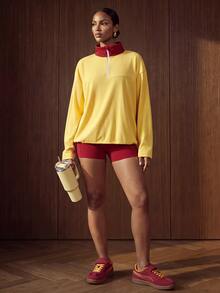 Zivah Women's Colorblock Long Sleeve Top And Shorts Casual Daily Sports Set - Multicolor - View 7
