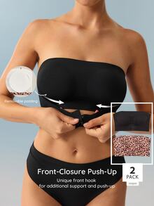 Bralution Sexy Seamless Front Closure Anti-Slip Straight Band Strapless Women's Bra - Brown - View 2