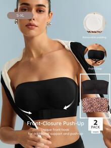 Bralution Sexy Seamless Front Closure Anti-Slip Straight Band Strapless Women's Bra - Brown - View 13
