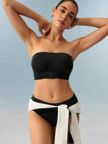 Bralution Sexy Seamless Front Closure Anti-Slip Straight Band Strapless Women's Bra - Brown - View 4