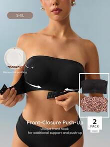 Bralution Sexy Seamless Front Closure Anti-Slip Straight Band Strapless Women's Bra - Brown - View 1