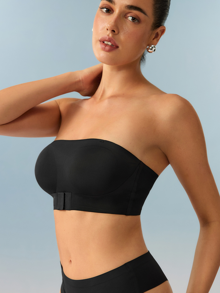 Bralution Sexy Seamless Front Closure Anti-Slip Straight Band Strapless Women's Bra - Brown - View 7