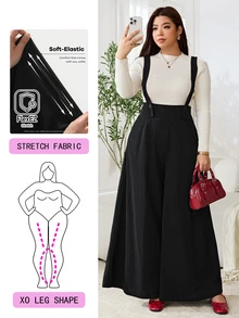 Solflare Plus Size Minimalist Versatile Loose Leg Jumpsuit - Black - View 1