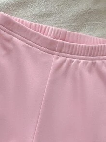 SHEIN Vintaside Kids 2件組幼兒女嬰搖粒絨運動衫長褲套裝，甜美公主風粉色毛絨愛心印花，長袖立領加厚保暖，冬季舒適慢跑毛絨休閒裝 - 粉色 - 查看 7