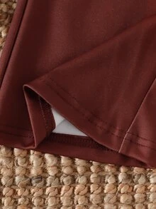 SHEIN Genkimix Kids 2件組女童幼兒極簡時尚粉色蝴蝶結黑色上衣與粉色長褲運動套裝 - 藕粉色 - 查看 7