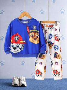 SHEIN | PAW Patrol 2件組男孩卡通圖案長袖運動衫與長褲套裝 休閒運動服 日常穿著 秋冬款 - 彩色 - 查看 4