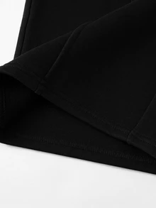 SHEIN Tween女孩美式字母印花衛衣與寬腿褲2件套，寬鬆圓領長袖上衣 + 垂墜直筒長褲，柔軟針織面料，春秋休閒灰色運動服 - 黑色 - 查看 7