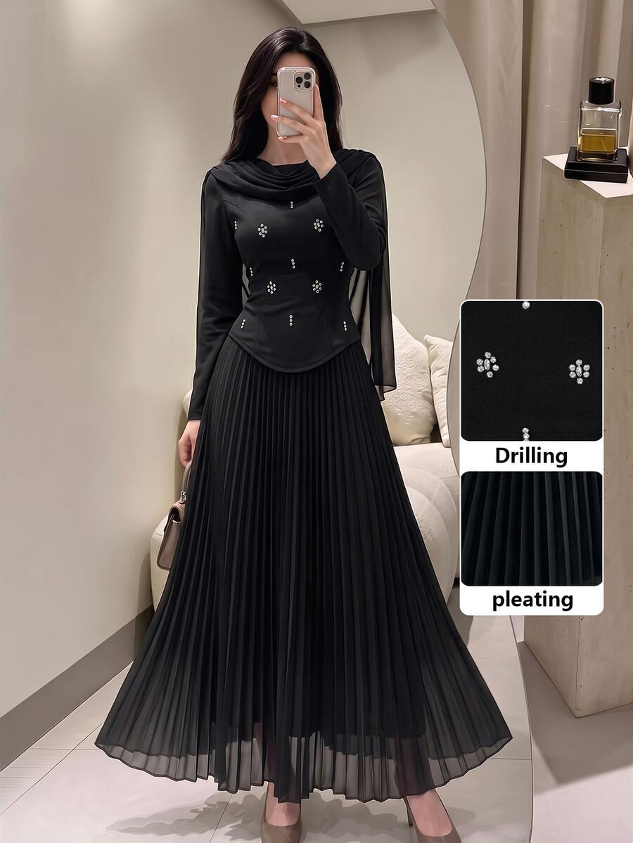 Modelyn Fall Clothes For Women Black Formal Occasion Office Wear Winter Party Wedding Going Out Club Outfits Date Night Outfit Glitter Dress New Year Concert