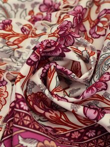 Brillora Women's Casual Old Money Sexy Tropical Floral Print Short Dress For Vacation Boho Border Ruffle Neck Lantern Sleeve Button Front Mini Autumn Beige - Purple - View 8