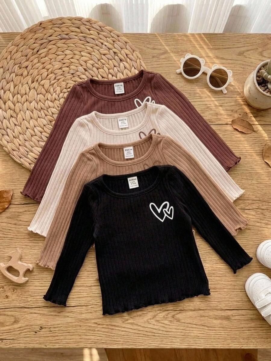 SHEIN 4 قطع تي شيرتات للفتيات الصغيرات - متعدد الألوان - مشاهدة 1