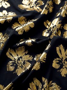 SHEIN LUNE CURVE Plus Size Women's Elegant Gold Foil Print A-Line Skirt, Suitable For Autumn/Winter And Party - Multicolor - View 5