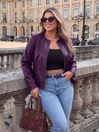 Easura Plus Size Autumn Fashion Commuter Solid Color Jacket Winter