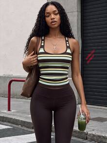 Rovax Women's Square Neck Striped Print Camisole - Multicolor - View 1